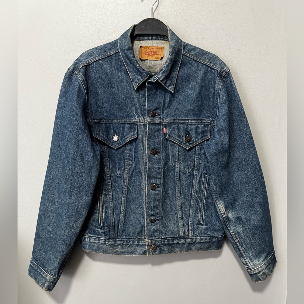 Rare Levi’s Denim Trucker Jacket Custom Cher Painting Portrait Vintage Size 42R - Picture 3 of 9